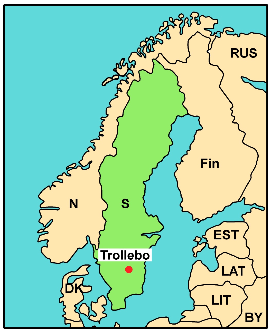 Map of 3rd EFOL Sweden 1996